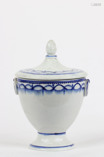 Tournai porcelain sugar bowl decorated with a Louis XVI