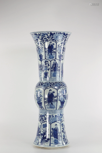 China imposing blue white vase with character