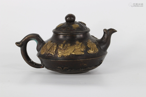 19th century Chinese metal teapot with character