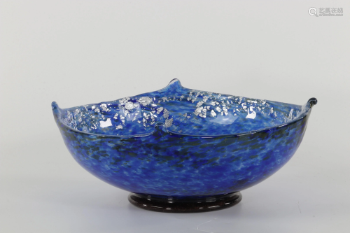 Freres Muller in Luneville, bowl in silver blue glass