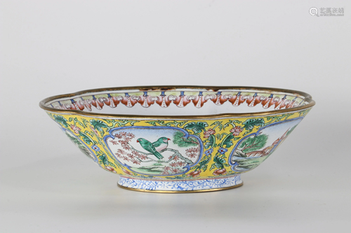 Cloisonne enamel bowl decorated with medallions brand