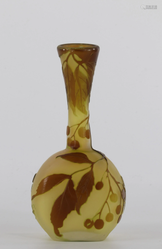 GALL. Glass vase with acid-etched cameo decoration of