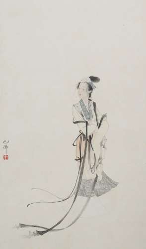 A Hu yefo's figure painting(without frame)