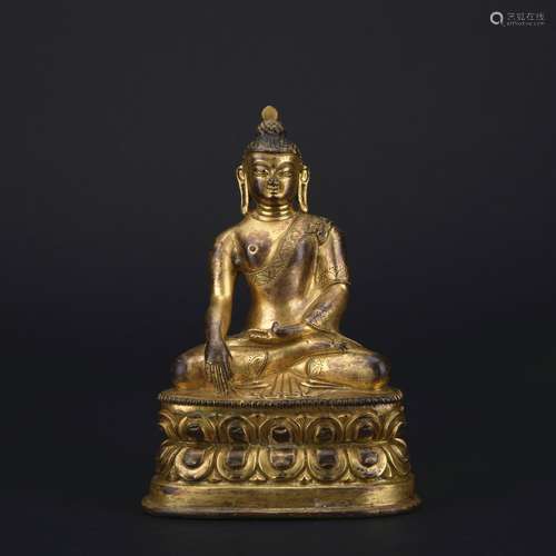 A gilt bronze statue of shakyamuni