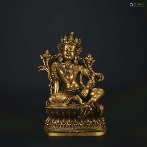 A gilt bronze statue of Avalokiteshvara