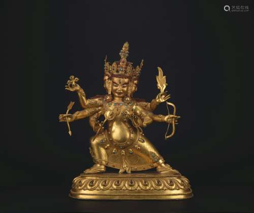 A gilt bronze statue of Parnashavari