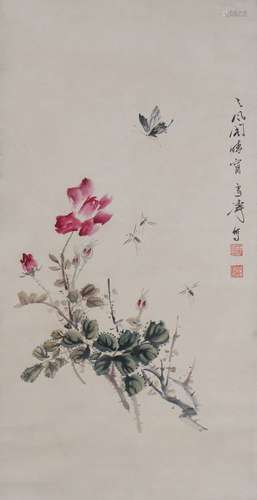 A Wang xuetao's flowers and birds painting