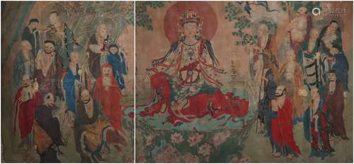 A Ding yunpeng's figure silk scroll