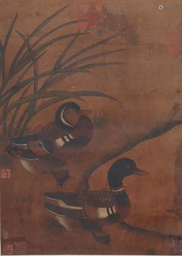 A Gu ying's flowers and birds painting(without frame)