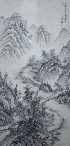 A Wang shimin's landscape painting