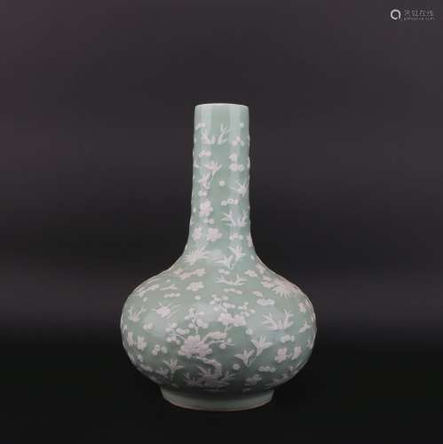 A celadon-glazed 'floral' vase
