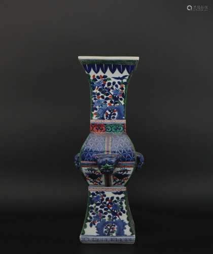 A Wu cai 'floral' vase