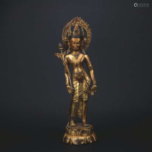 A gilt-bronze figure of Padmapani