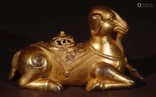 GILT BRONZE GOAT SHAPE CENSER