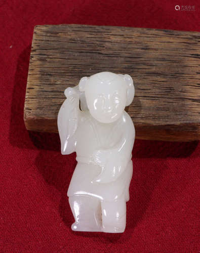 HETIAN JADE CHILD SHAPE PENDANT