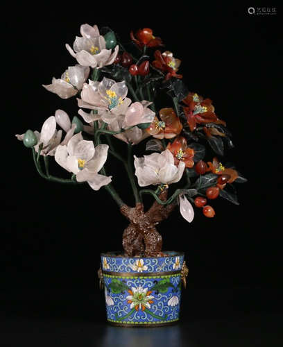 CLOISONNE WITH GEM BONSAI ORNAMENT