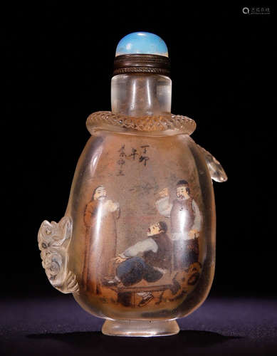 GLASS FIGURE STORY PATTERN SNUFF BOTTLE