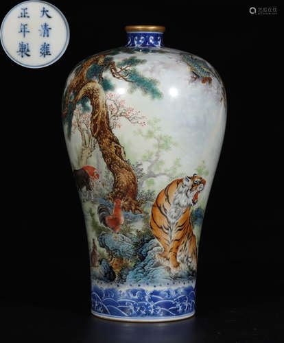 YONGZHENG MARK FAMILLE ROSE GLAZE MEI VASE