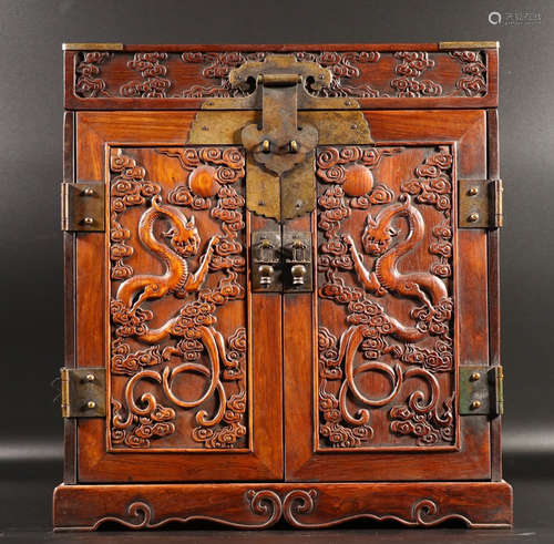 HUANGHUALI WOOD DRAGON PATTERN CABINET