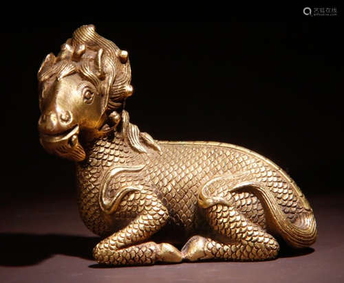 GILT BRONZE BEAST SHAPE PAPERWEIGHT