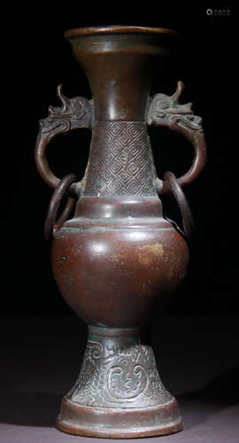 COPPER DRAGON SHAPE EAR VASE