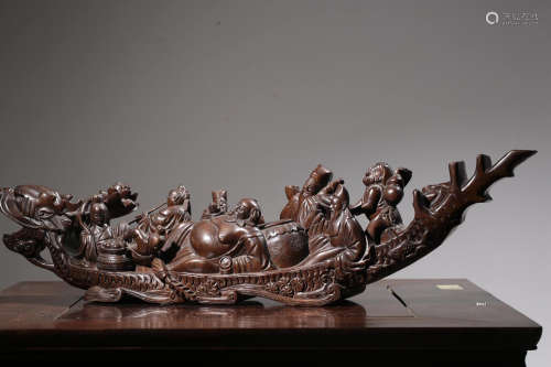 HONGMU OPENWORK CARVED 'EIGHT IMMORTALS' FIGURAL GROUP