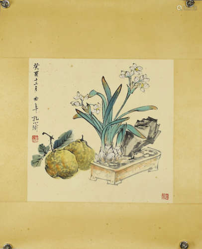 A CHINESE FLOWER-AND-PLANT PAINTING, KONG XIAOYU MARK