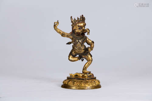 A GILDING COPPER DAKINI STATUE