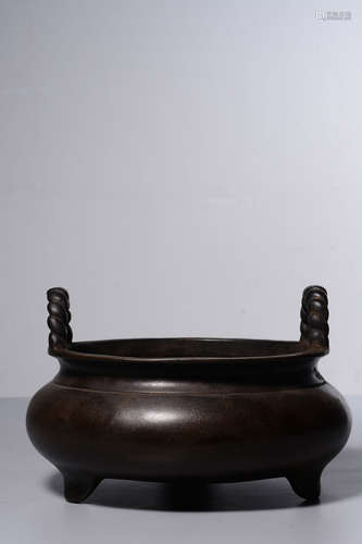 BRONZE CAST TRIPOD CENSER WITH HANDLES