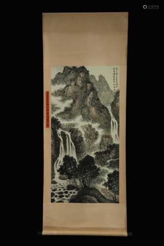 FU BAOSHI: INK AND COLOR ON PAPER PAINTING 'LANDSCAPE SCENERY'