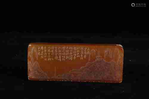 A CHINESE SHOUSHAN STONE SEAL, QING DYNASTY