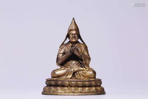 GILT BRONZE CAST 'JE TSONGKHAPA' SEATED FIGURE