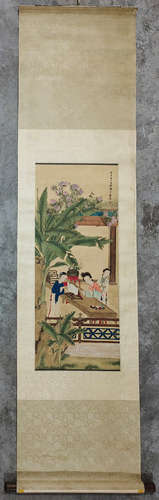 FIGURE SILK SCROLL BY ZHANG DAQIAN