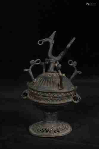A CHINESE BRONZE CENSER DESIGNED WITH PHOENIX IN THE 18TH CENTURY