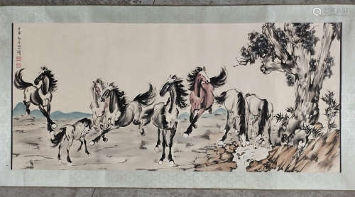 EIGHT HORSES PAINTING BY XU BEIHONG