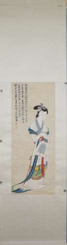 A CHINESE FIGURE PAINTING, ZHANG DAQIAN MARK