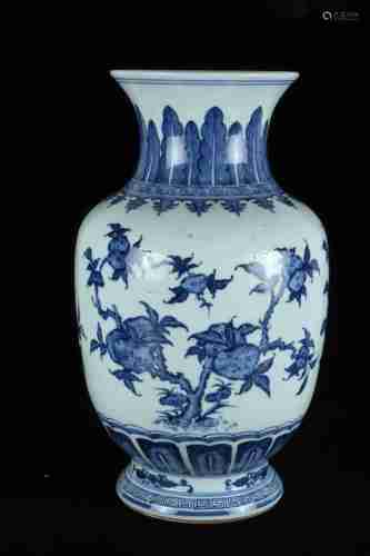 A CHINESE BLUE AND WHITE LANTERN-SHAPED VASE, QIANLONG PERIOD