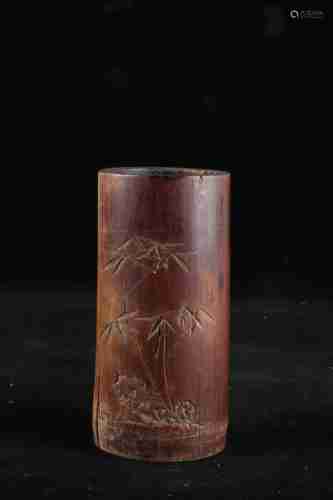 A CHINESE CARVED BAMBOO BRUSH POT, QING DYNASTY