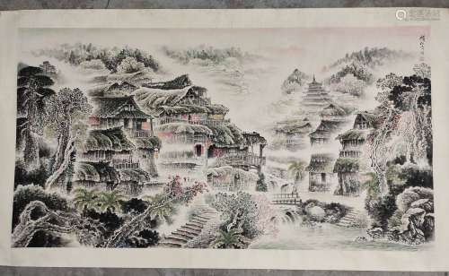 COUNTRY VILLAGE PAINTING BY QIAN SONG'AI