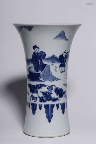 BLUE AND WHITE 'LADY AND CHILDREN' VASE, GU