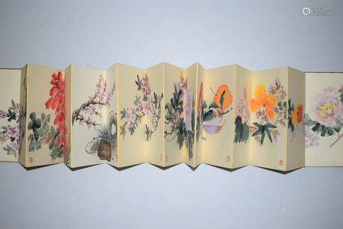 A CHINESE FLOWER-AND-PLANT PAINTING ALBUM, JIANG HANTING MARK