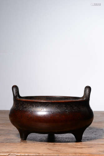 BRONZE CAST TRIPOD CENSER WITH HANDLES