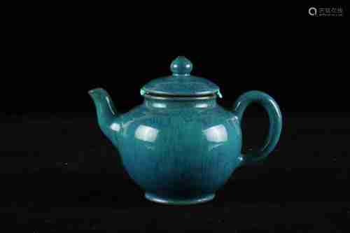 A CHINESE ROBIN'S EGG-GLAZED ZISHA TEAPOT, QING DYNASTY