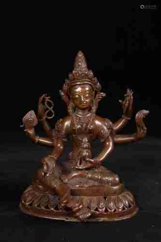 A CHINESE BRONZE NAMGYALMA STATUE IN THE 18TH CENTURY