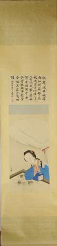 A CHINESE FIGURE PAINTING AND CALLIGRAPHY, PAN JINGSHU& WU HUFAN MARK