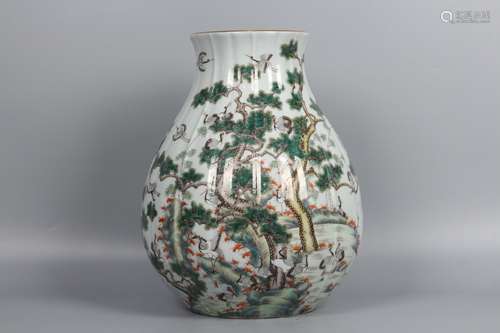 FAMILLE ROSE CRANES VASE