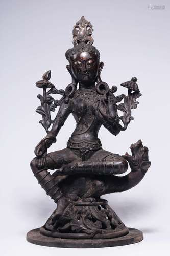 GILT BRONZE CAST 'AVALOKITESHVARA' SEATED FIGURE