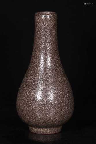 BROWN GLAZED CRACKLE PATTERN BOTTLE VASE