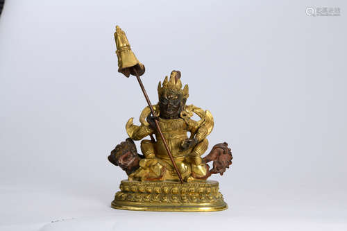 A GILDING COPPER TREASURE KING STATUE