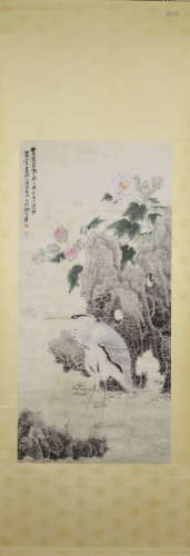 A CHINESE BIRD-AND-FLOWER PAINTING, ZHANG DAQIAN MARK